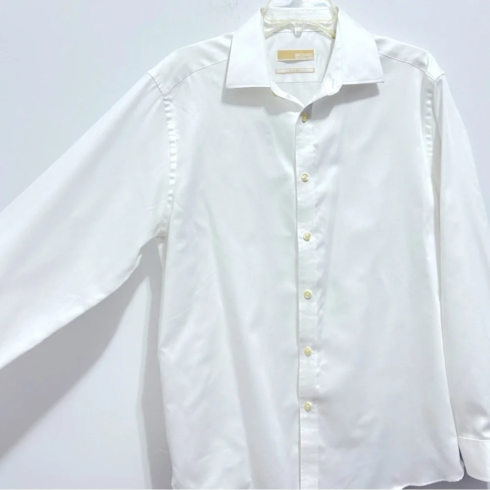 MICHAEL Michael Kors Slim Fit Women White Poplin Button Down Professional Shirt